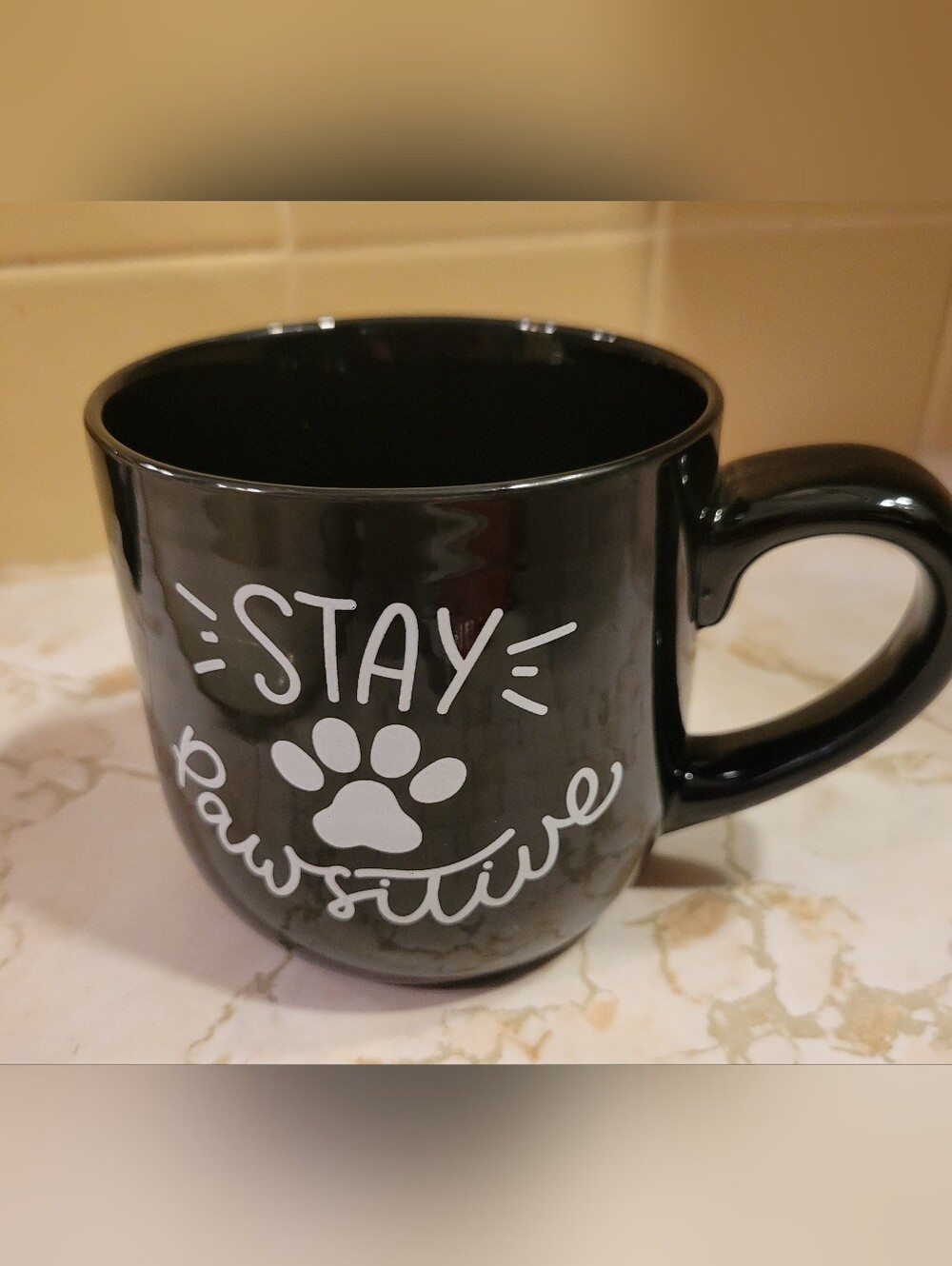 Stay Pawsitive Black Dog Lover Mug - Unbranded